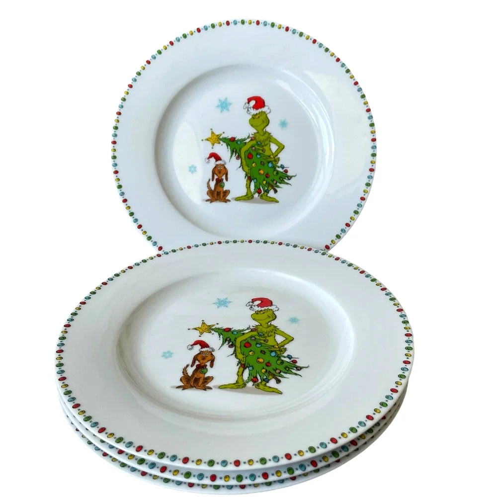 Dr. Seuss The GRINCH Who Stole Christmas Dinner Plates 10.5in Ceramic Set Of 3